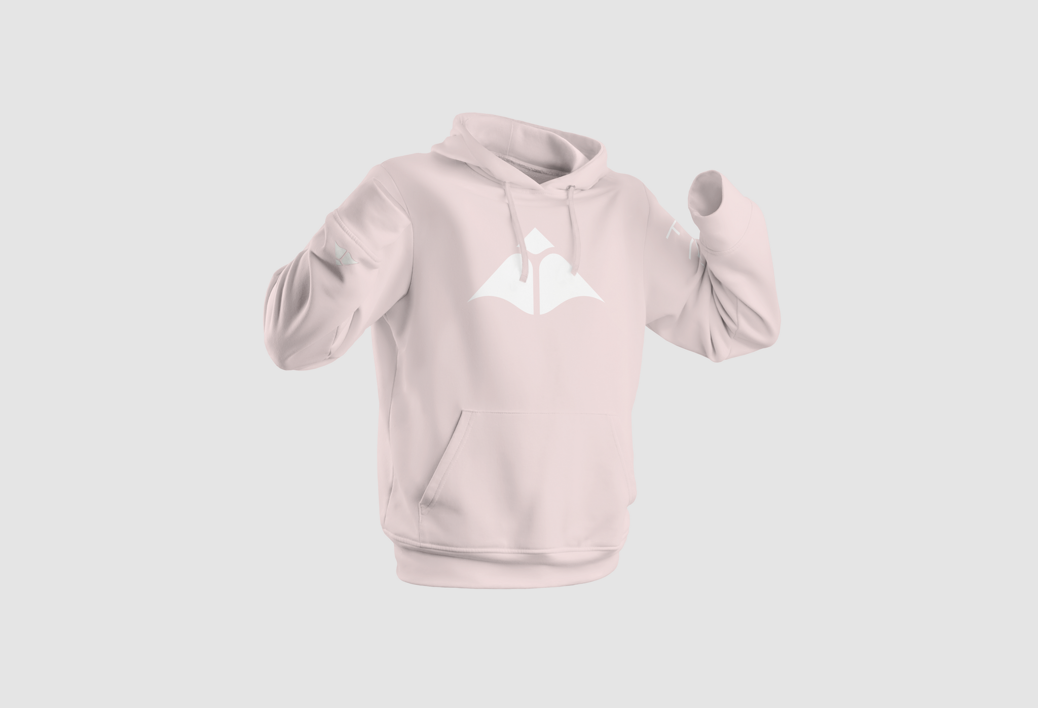 Fire Kai eco fleece pinkadilly hoodie arms in the air